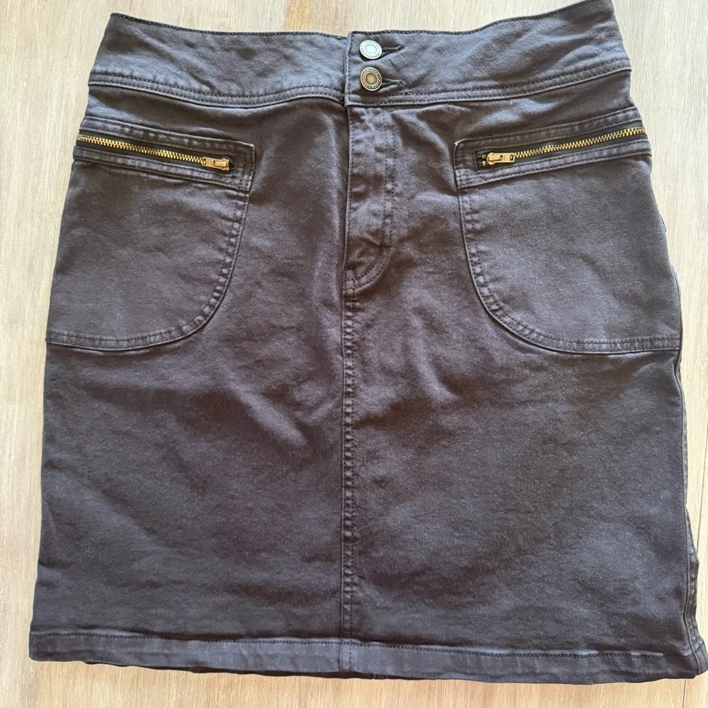 Prana Broadway Skirt Black Denim 98% Organic Cotton - Picture 2 of 5